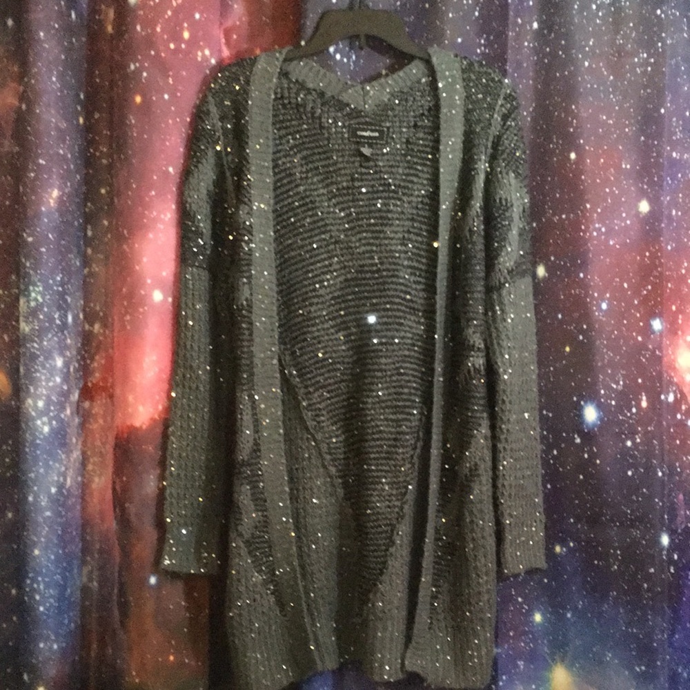 Confess Sparkly Cardigan Sweater with Sequins
